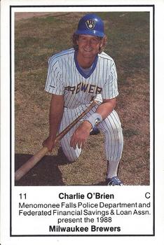 1988 Milwaukee Brewers Police - Menomonee Falls Police Department and Federated Financial Savings & Loan Assn. #NNO Charlie O'Brien Front