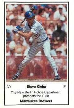 1988 Milwaukee Brewers Police - New Berlin PD #NNO Steve Kiefer Front