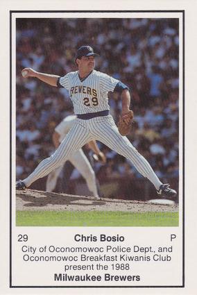 1988 Milwaukee Brewers Police - Oconomowoc City PD #NNO Chris Bosio Front