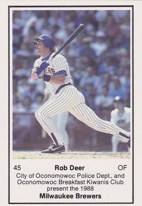 1988 Milwaukee Brewers Police - Oconomowoc City PD #NNO Rob Deer Front