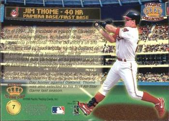 1998 Pacific - Home Run Hitters #7 Jim Thome Back