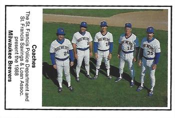 1988 Milwaukee Brewers Police - St. Francis Police Department and St. Francis Savings & Loan Assoc. #NNO Milwaukee Brewers Coaches Front
