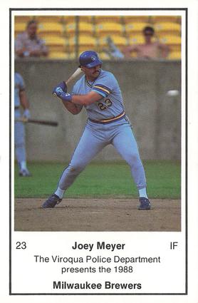 1988 Milwaukee Brewers Police - Viroqua Police Department #NNO Joey Meyer Front