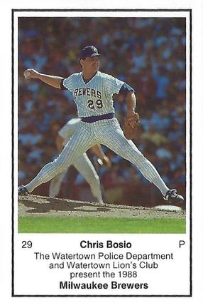 1988 Milwaukee Brewers Police - Watertown Police Department and Watertown Lion's Club #NNO Chris Bosio Front