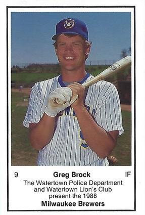 1988 Milwaukee Brewers Police - Watertown Police Department and Watertown Lion's Club #NNO Greg Brock Front
