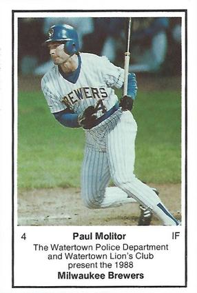 1988 Milwaukee Brewers Police - Watertown Police Department and Watertown Lion's Club #NNO Paul Molitor Front