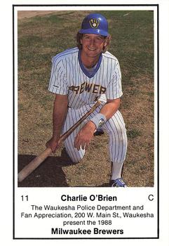 1988 Milwaukee Brewers Police - Waukesha Police Department and Fan Appreciation, 200 W. Main St., Waukesha #NNO Charlie O'Brien Front