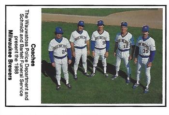 1988 Milwaukee Brewers Police - Wauwatosa Police Department and Schmidt and Bartelt Funeral Service #NNO Milwaukee Brewers Coaches Front