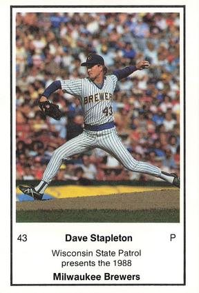 1988 Milwaukee Brewers Police - Wisconsin State Patrol #NNO Dave Stapleton Front