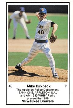 1989 Milwaukee Brewers Police - Appleton Police Department, BANK ONE, APPLETON, N.A. & AM 1230 WHBY Radio #NNO Mike Birkbeck Front