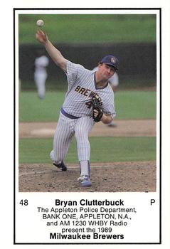 1989 Milwaukee Brewers Police - Appleton Police Department, BANK ONE, APPLETON, N.A. & AM 1230 WHBY Radio #NNO Bryan Clutterbuck Front