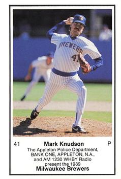 1989 Milwaukee Brewers Police - Appleton Police Department, BANK ONE, APPLETON, N.A. & AM 1230 WHBY Radio #NNO Mark Knudson Front