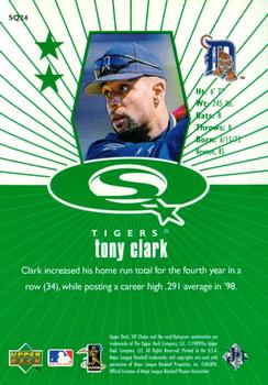 1999 UD Choice - StarQuest Green #SQ24 Tony Clark  Back