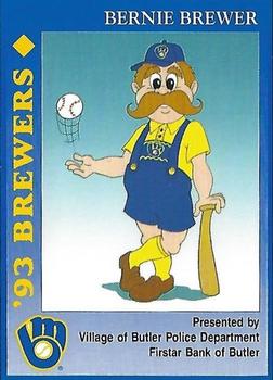 1993 Milwaukee Brewers Police - Village of Butler Police Department, Firstar Bank of Butler #NNO Bernie Brewer Front