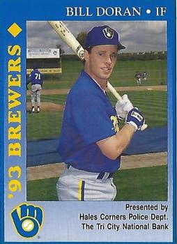 1993 Milwaukee Brewers Police - Hales Corners Police Dept., The Tri City National Bank #NNO Bill Doran Front