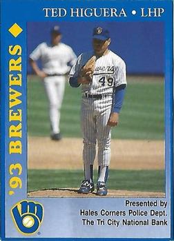 1993 Milwaukee Brewers Police - Hales Corners Police Dept., The Tri City National Bank #NNO Ted Higuera Front