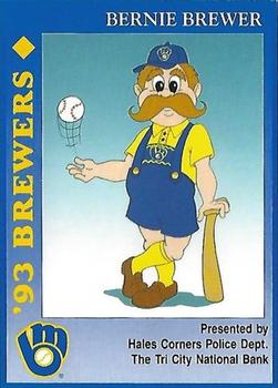 1993 Milwaukee Brewers Police - Hales Corners Police Dept., The Tri City National Bank #NNO Bernie Brewer Front