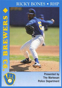 1993 Milwaukee Brewers Police - Markesan Police Department #NNO Ricky Bones Front