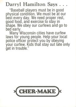 1993 Milwaukee Brewers Police - Markesan Police Department #NNO Darryl Hamilton Back