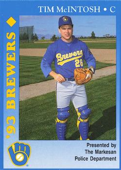 1993 Milwaukee Brewers Police - Markesan Police Department #NNO Tim McIntosh Front