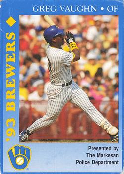 1993 Milwaukee Brewers Police - Markesan Police Department #NNO Greg Vaughn Front