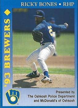 1993 Milwaukee Brewers Police - Oshkosh Police Department and McDonald's of Oshkosh #NNO Ricky Bones Front