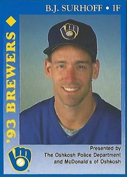 1993 Milwaukee Brewers Police - Oshkosh Police Department and McDonald's of Oshkosh #NNO B.J. Surhoff Front