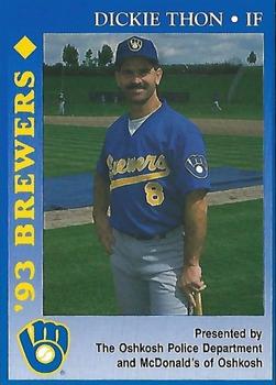 1993 Milwaukee Brewers Police - Oshkosh Police Department and McDonald's of Oshkosh #NNO Dickie Thon Front