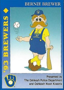 1993 Milwaukee Brewers Police - Oshkosh Police Department and Oshkosh Noon Kiwanis #NNO Bernie Brewer Front