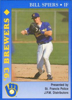 1993 Milwaukee Brewers Police - St. Francis PD, J.P.M. Distributors #NNO Bill Spiers Front