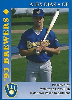 1993 Milwaukee Brewers Police - Watertown Lions Club, Watertown Police Department #NNO Alex Diaz Front