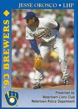 1993 Milwaukee Brewers Police - Watertown Lions Club, Watertown Police Department #NNO Jesse Orosco Front