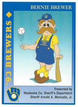 1993 Milwaukee Brewers Police - Waukesha County Sheriff's Department, A. Moncada #NNO Bernie Brewer Front