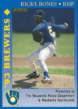 1993 Milwaukee Brewers Police - Waukesha Police Department & Waukesha Sportscards #NNO Ricky Bones Front