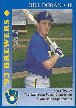 1993 Milwaukee Brewers Police - Waukesha Police Department & Waukesha Sportscards #NNO Bill Doran Front