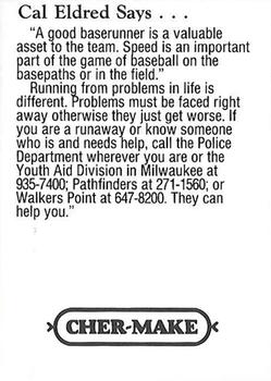 1993 Milwaukee Brewers Police - Waukesha Police Department & Waukesha Sportscards #NNO Cal Eldred Back