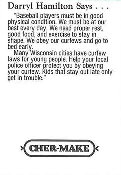 1993 Milwaukee Brewers Police - Waukesha Police Department & Waukesha Sportscards #NNO Darryl Hamilton Back