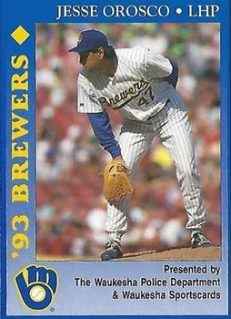 1993 Milwaukee Brewers Police - Waukesha Police Department & Waukesha Sportscards #NNO Jesse Orosco Front