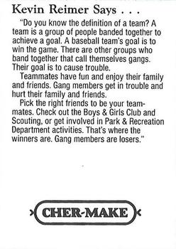 1993 Milwaukee Brewers Police - Waukesha Police Department & Waukesha Sportscards #NNO Kevin Reimer Back