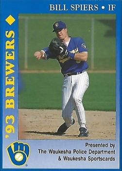 1993 Milwaukee Brewers Police - Waukesha Police Department & Waukesha Sportscards #NNO Bill Spiers Front
