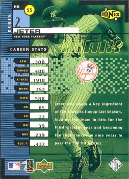 1999 UD Ionix - Hyper #H8 Derek Jeter  Back