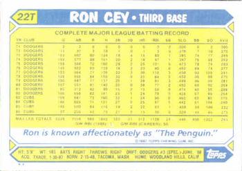 1987 Topps Traded #22T Ron Cey Back