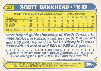 1987 Topps Traded #2T Scott Bankhead Back