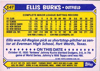 1987 Topps Traded #14T Ellis Burks Back