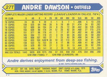 1987 Topps Traded #27T Andre Dawson Back