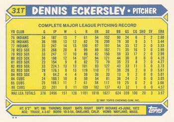 1987 Topps Traded #31T Dennis Eckersley Back