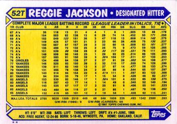 1987 Topps Traded #52T Reggie Jackson Back