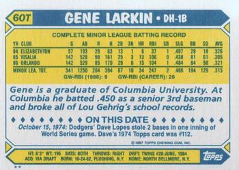 1987 Topps Traded #60T Gene Larkin Back