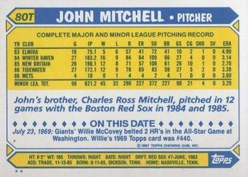 1987 Topps Traded #80T John Mitchell Back