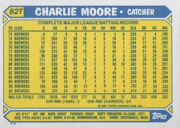 1987 Topps Traded #82T Charlie Moore Back